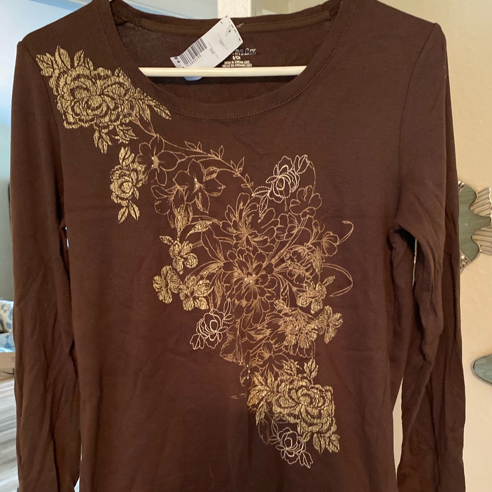 Long sleeve top, St. John’s Bay, brown